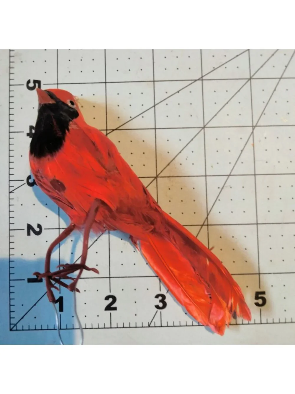Red Cardinal Bird Figurine Feathered Wire Craft Pick Lot 2